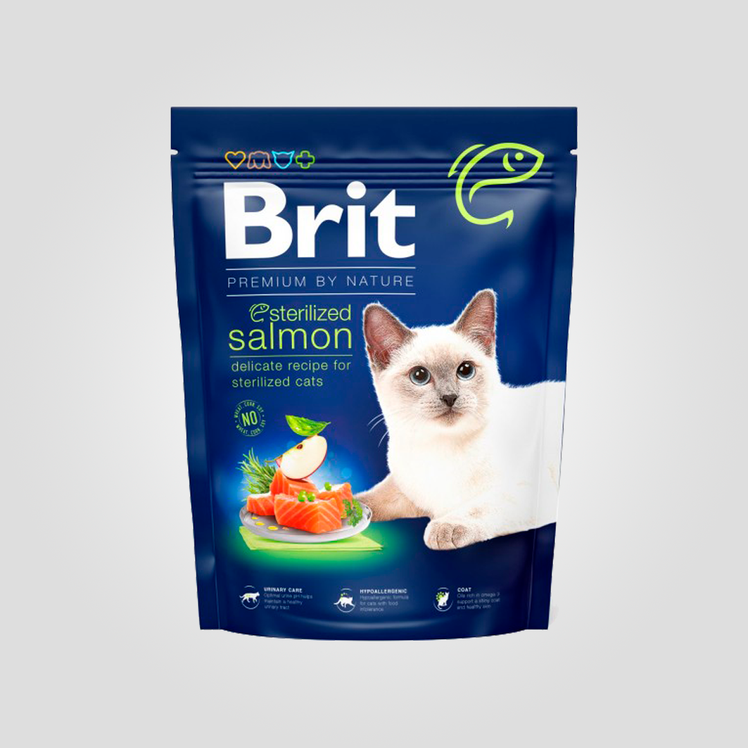 Корм сухой Brit Premium Cat by Nature Sterilised Salmon для стерилизованных кошек с ягненком 300 г (20504412)
