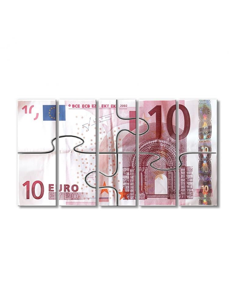 Картина модульная Пазлы десять евро 5 модулей 70x105 см