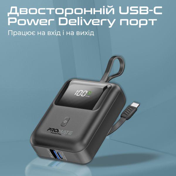 Повербанк Promate PowerPod-10 10000 mAh 35W Black (powerpod-10.Black) - фото 4 Повербанк Promate PowerPod-10 10000 mAh 35W Black (powerpod-10.Black) - фото 4
