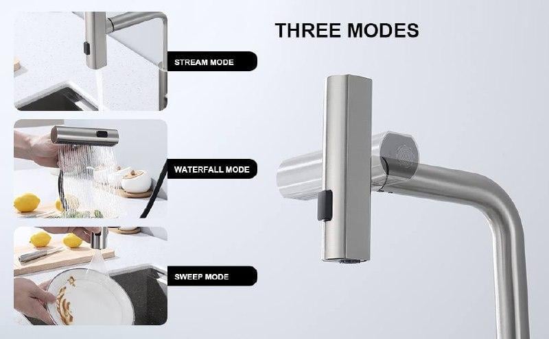 Смеситель для умывальника Epelli Multimodale satino с вытяжной воронкой (2226689005) - фото 5