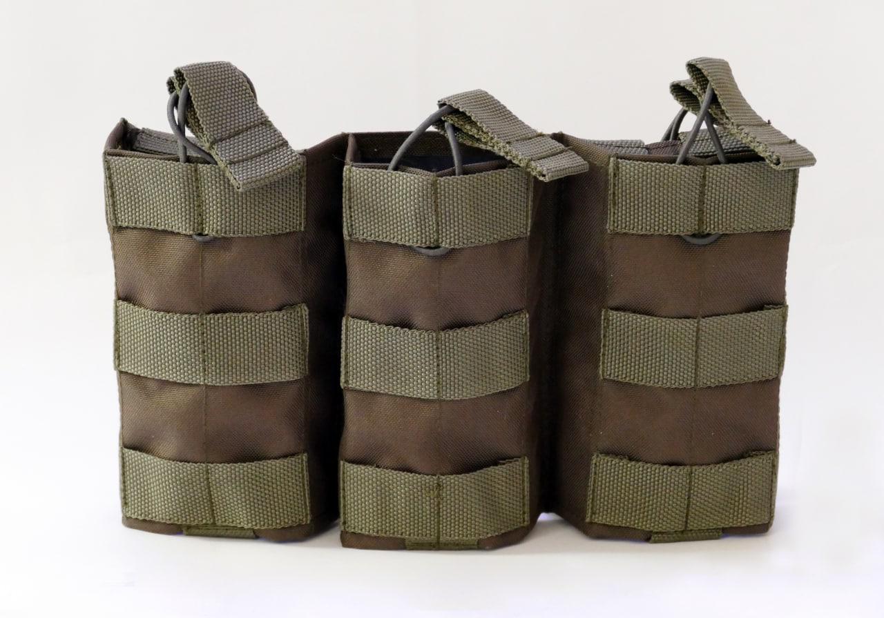 Подсумок тройной для магазина MOLLE АК Cordura Олива (7435680)