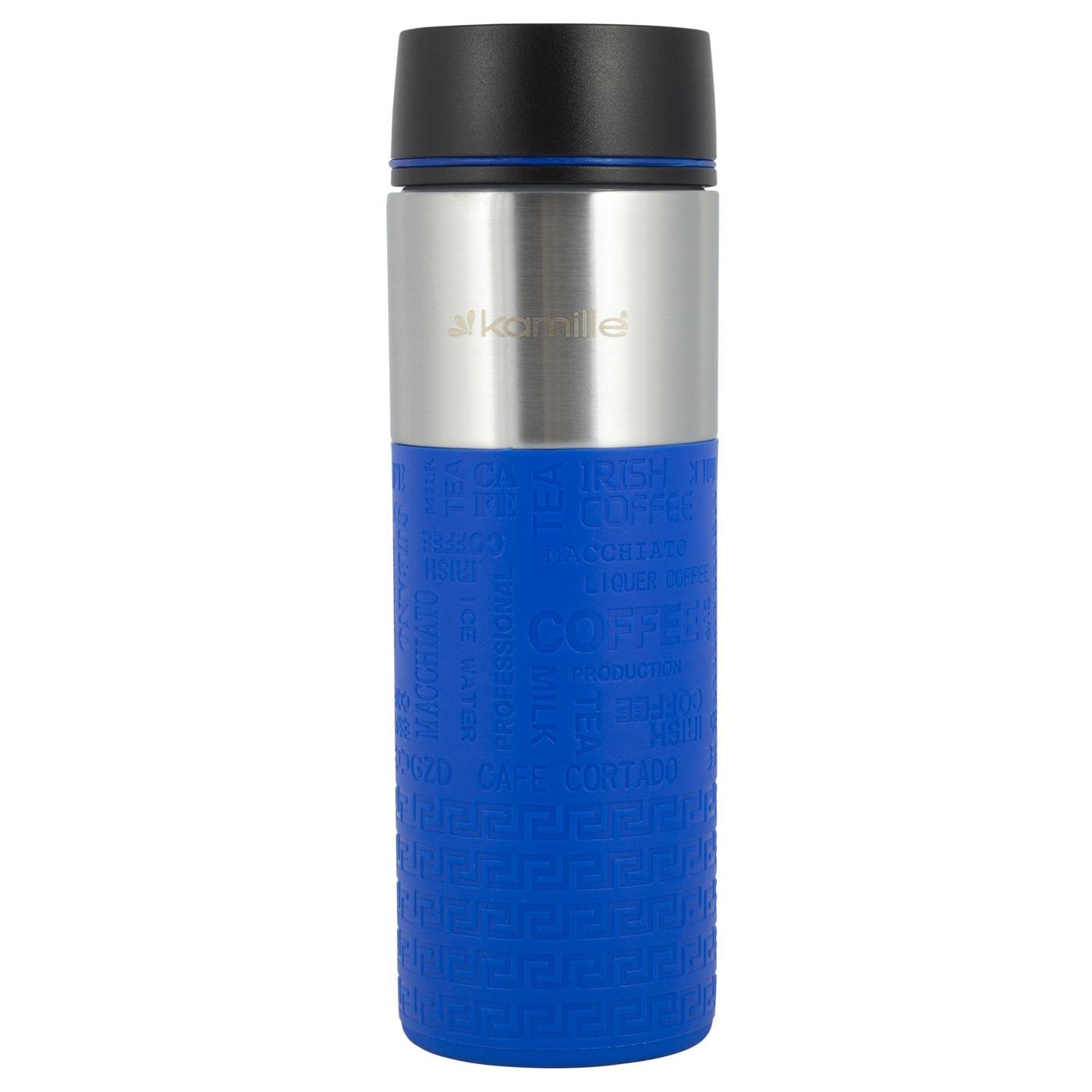 Термокружка Kamille із нержавіючої сталі з TPR-вставкою 420 мл Синій (14876280)