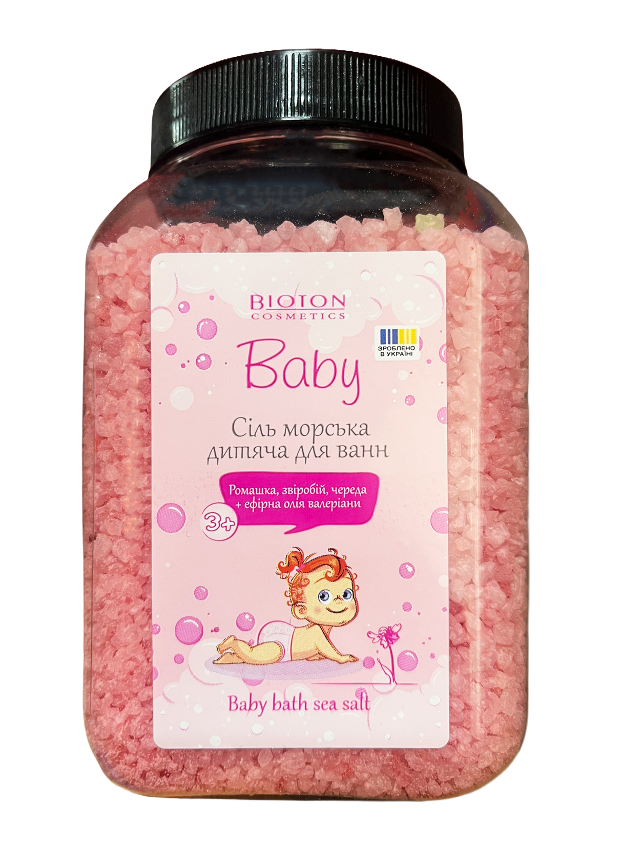 Соль для ванн детская Bioton Baby с экстрактами ромашки зверобоя и стада 750 г (77300)