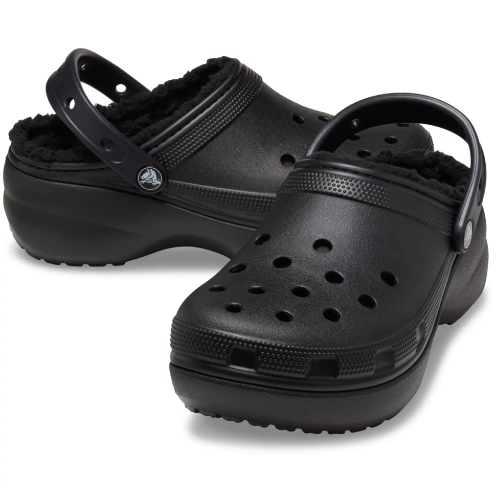 Сабо жіночі утеплені Crocs Classic Platform Lined Clog р. 39-40 Чорний (19584)