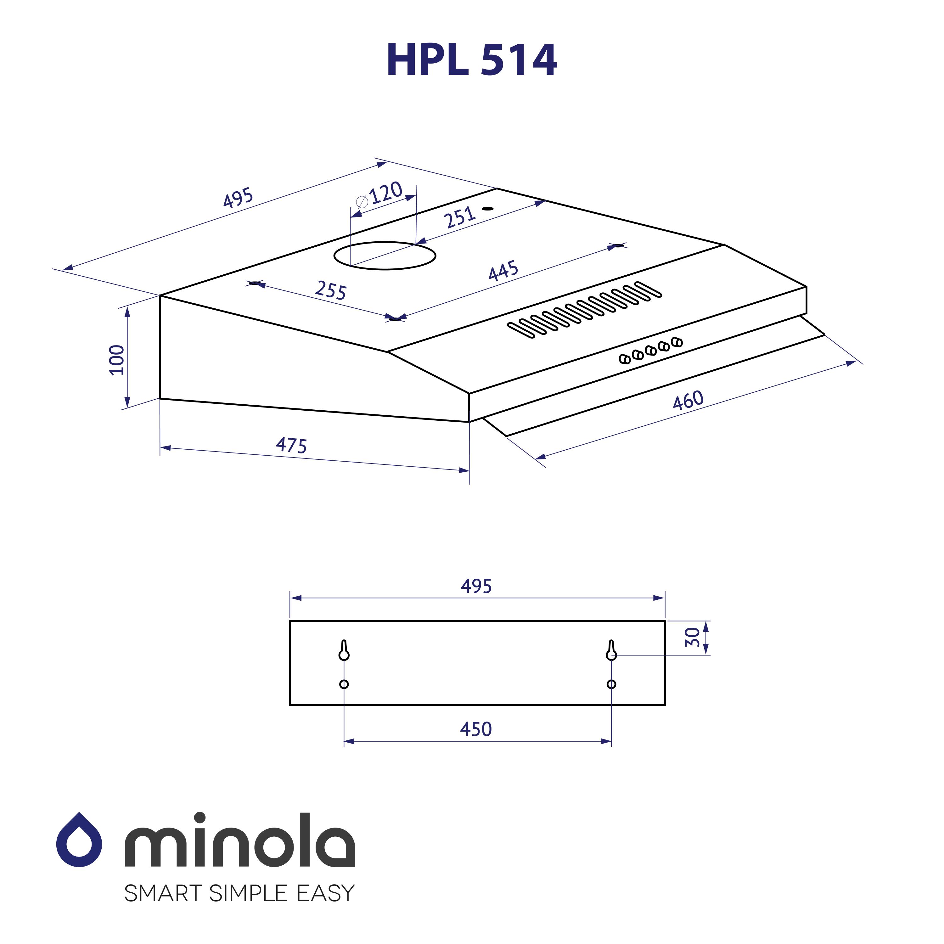 Витяжка плоска Minola HPL 514 BL - фото 11