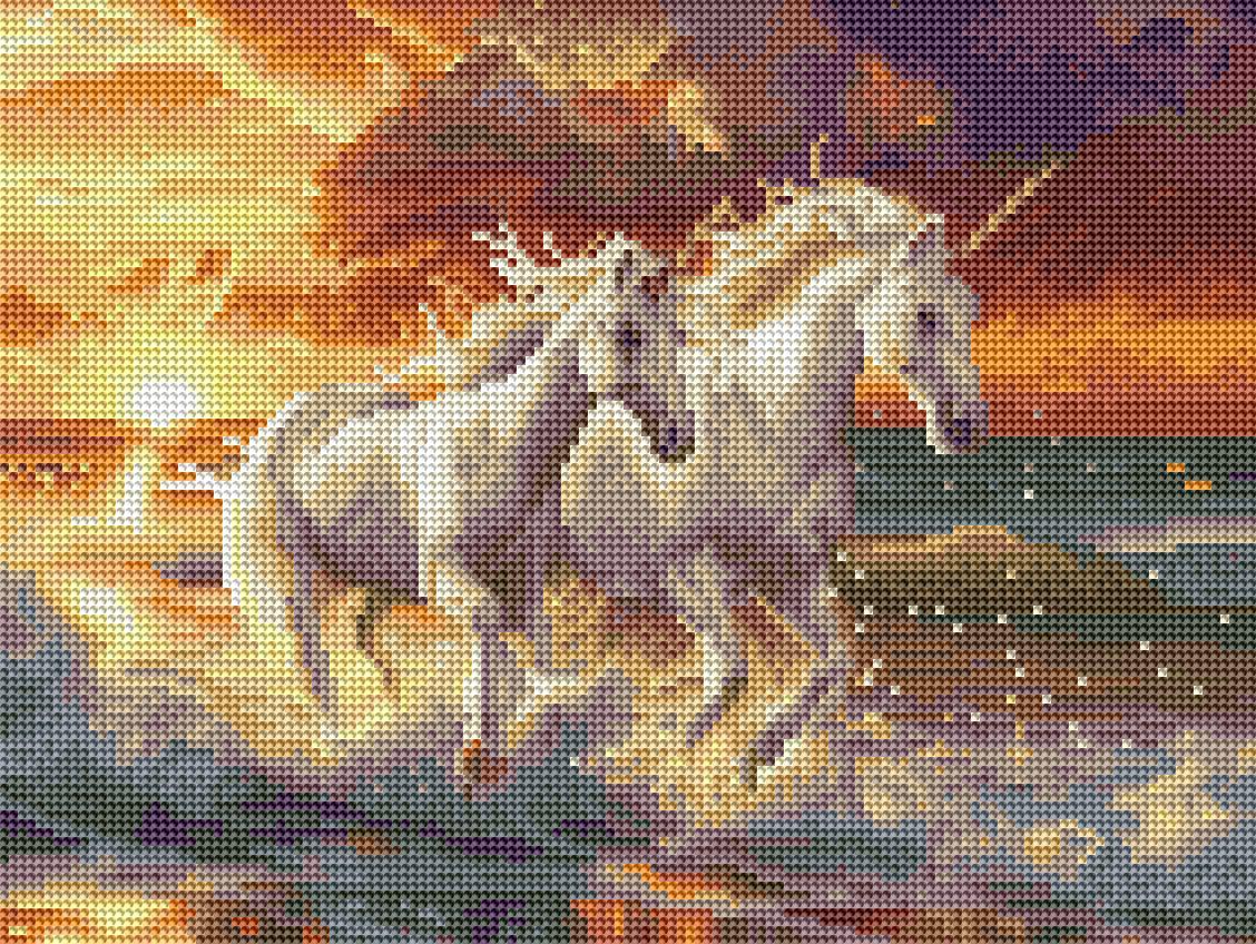Алмазная мозаика Brushme Единороги на побережье 30x40 см (RDBS7023)
