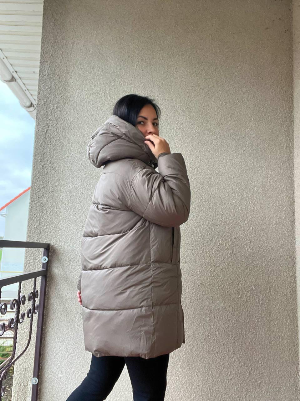 Куртка жіноча Lady Yep 9045 довга стегана з капюшоном пальто р. 42 Коричневий (3085) - фото 3