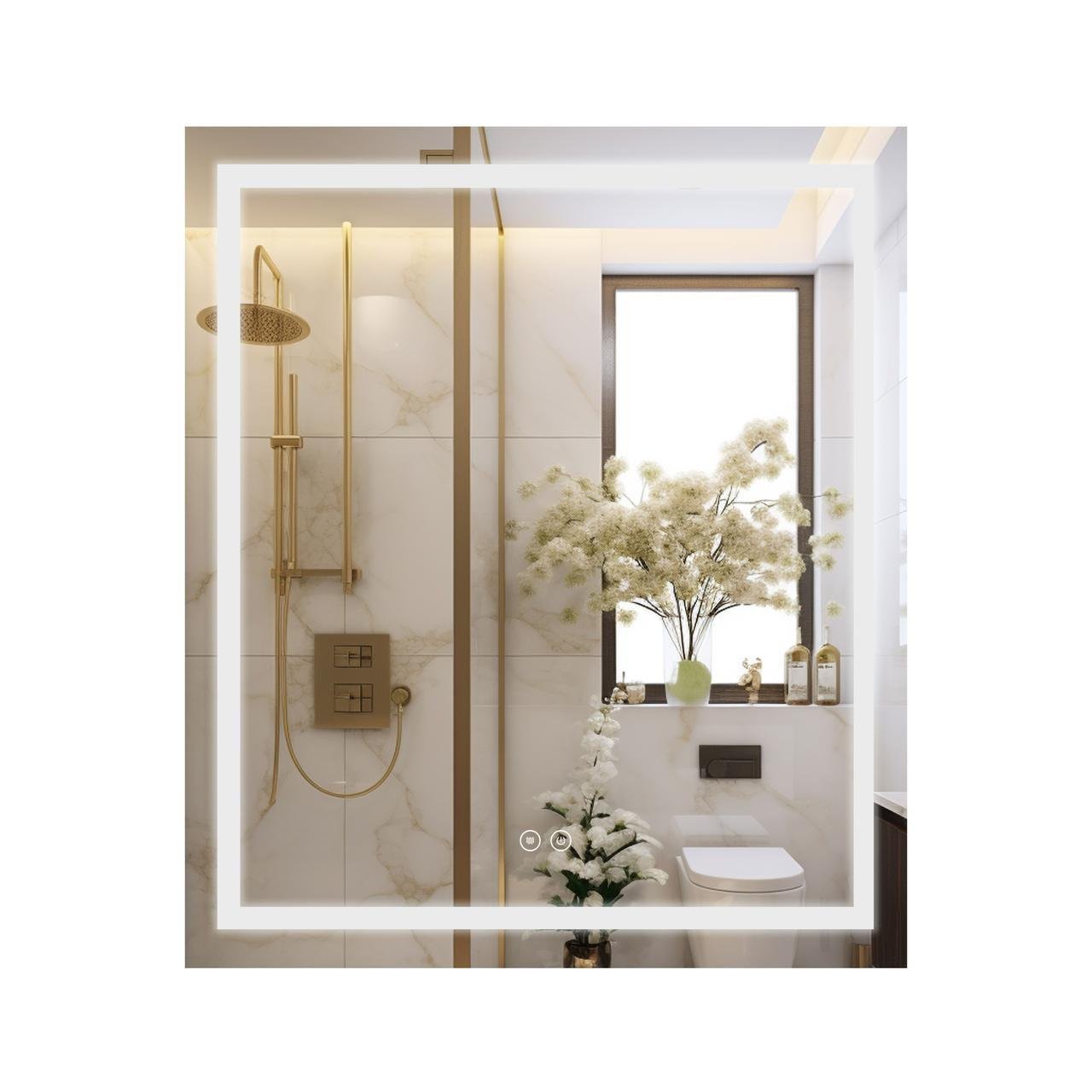 Дзеркало для ванної кімнати Qtap Mideya LED-підсвічування Touch/антизапотівання/годинник/димер/регулювання яскравості 700х800 мм (QT2078DCF7080W)