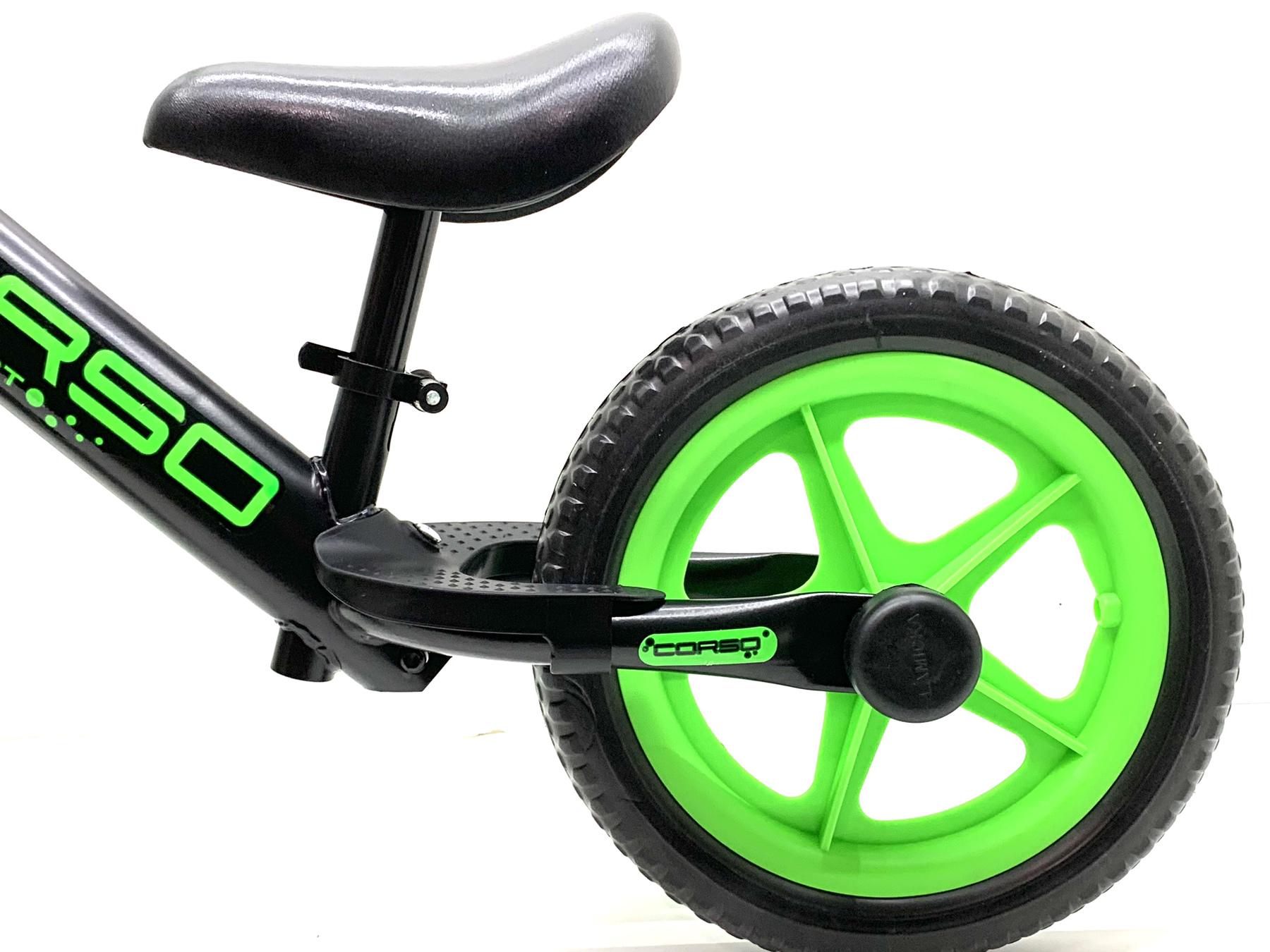 Біговел Corso Sprint сталева рама колеса 12 дюймів підставка для ніг Чорний з зеленим (JR-93618) - фото 4 Біговел Corso Sprint сталева рама колеса 12 дюймів підставка для ніг Чорний з зеленим (JR-93618) - фото 4