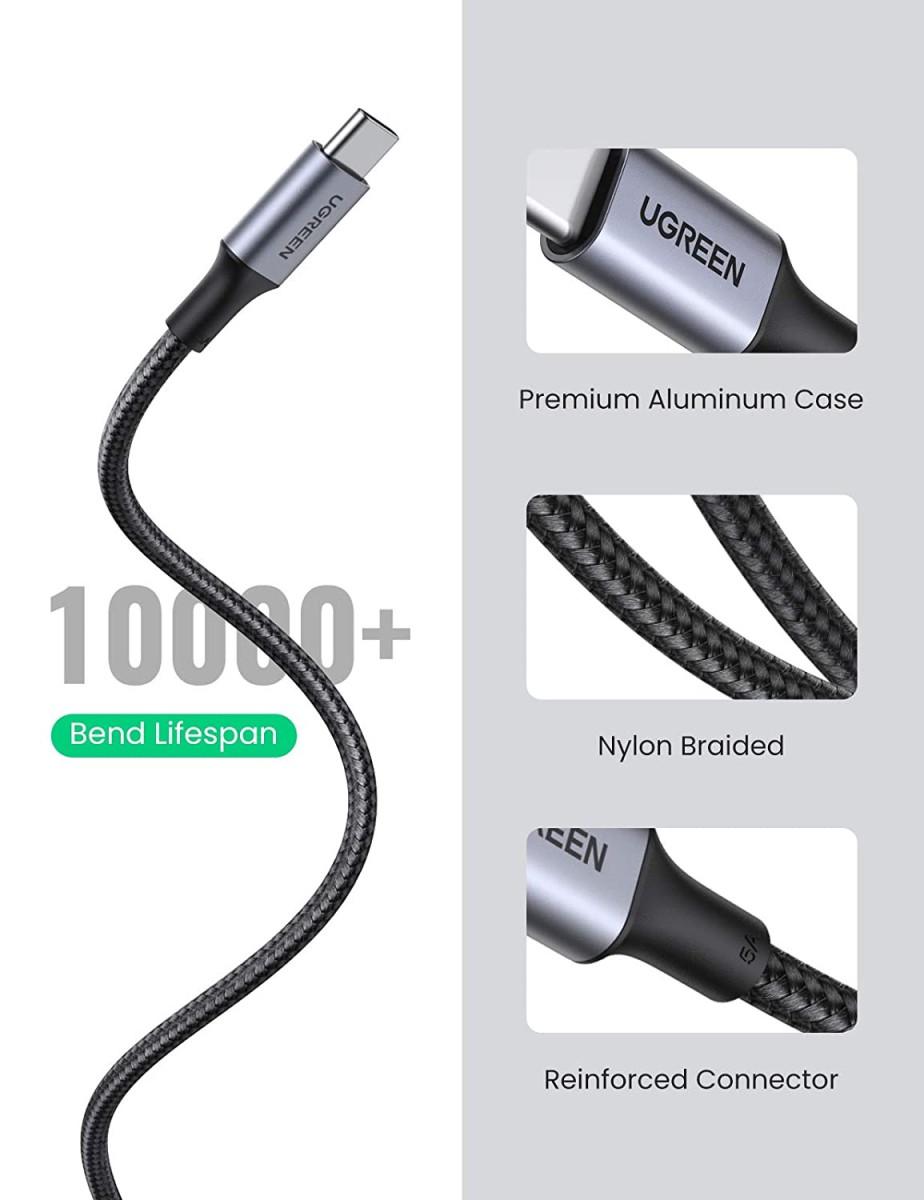 Кабель Ugreen USB Type-C 5 А 100 W 2 м Серебристый - фото 7