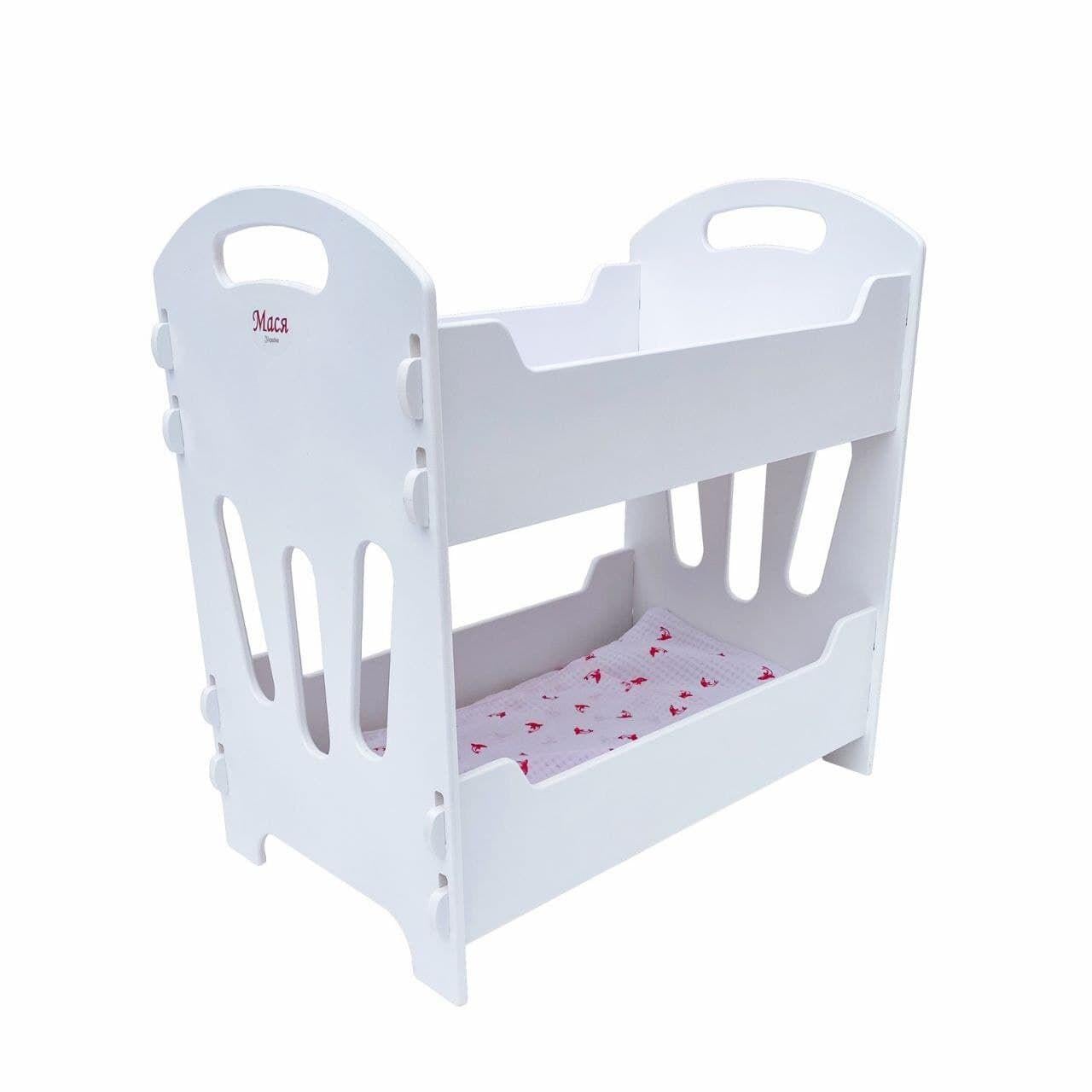 Кровать для кукол Мася двухъярусная деревянная игрушечная White (109219)