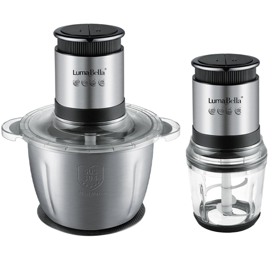 Измельчитель кухонный Luma Bella LB-56014 с 2-мя чашами металлическая 3 л и стеклянная 0,6 л 1000 Вт Стальной (32010976) Измельчитель кухонный Luma Bella LB-56014 с 2-мя чашами металлическая 3 л и стеклянная 0,6 л 1000 Вт Стальной (32010976)