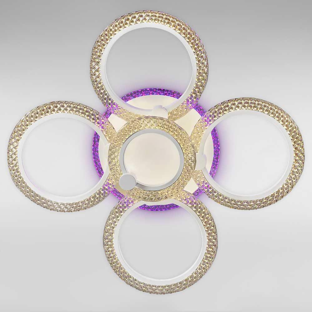 Люстра стельова світлодіодна Light House SC-19285/4+1C WH PK/BU/PL 102W/20W 24G 690х130 мм Білий