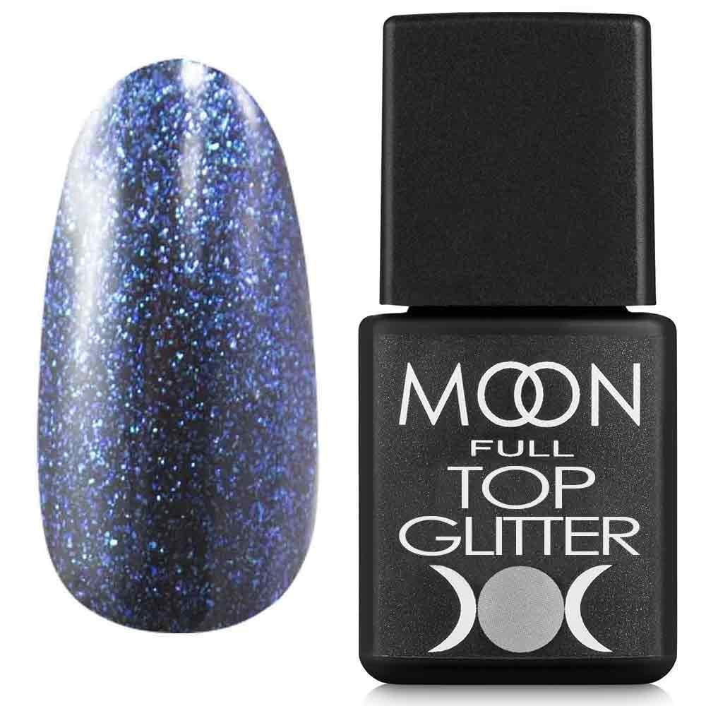 Топ для гель-лака Moon Full Top Glitter Blue №04 без липкого слоя 8 мл
