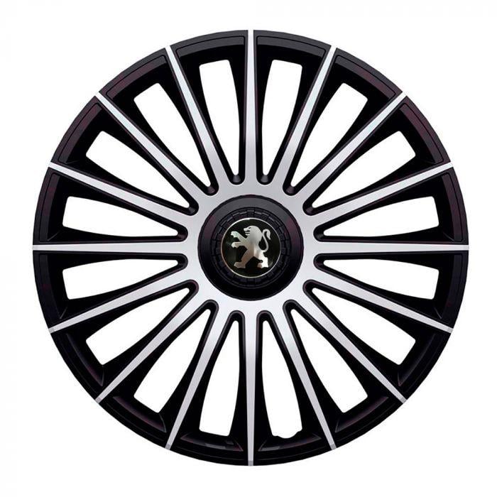 Ковпаки для коліс J-Tec Austin R16 з логотипом Peugeot 4 шт. Silver/Black