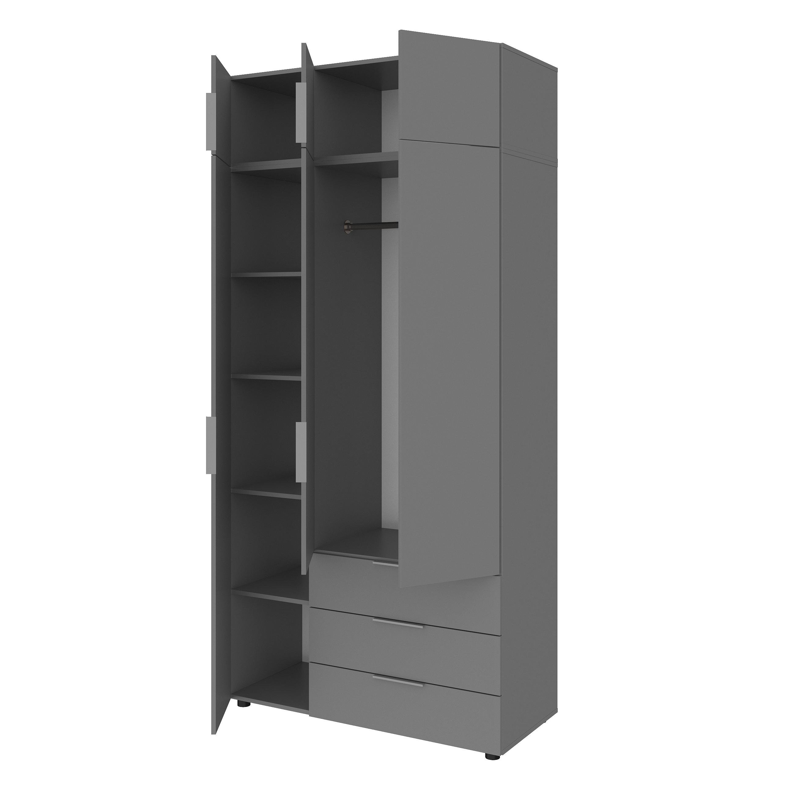 Шафа зі штангою та шухлядами Versale 3 Antr 1154x500x2400 мм Графіт - фото 2 Шафа зі штангою та шухлядами Versale 3 Antr 1154x500x2400 мм Графіт - фото 2