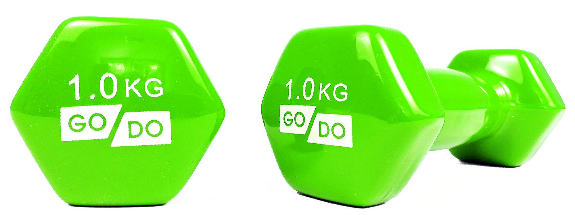 Гантели EasyFit GoDo с виниловым покрытием 1 кг Зеленый (EF-GD1GR) - фото 1 Гантели EasyFit GoDo с виниловым покрытием 1 кг Зеленый (EF-GD1GR) - фото 1