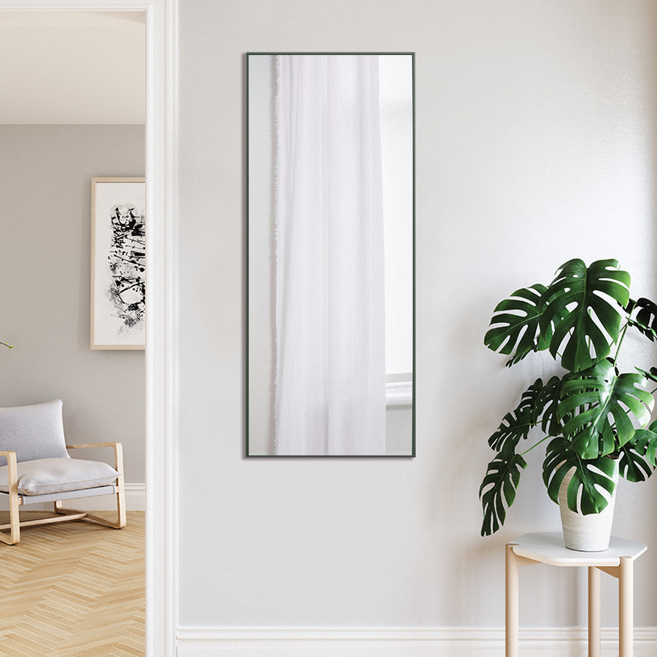 Зеркало настенное в алюминиевой раме Art-Com 1500х700 мм Зеленый (Alum-Green-14)