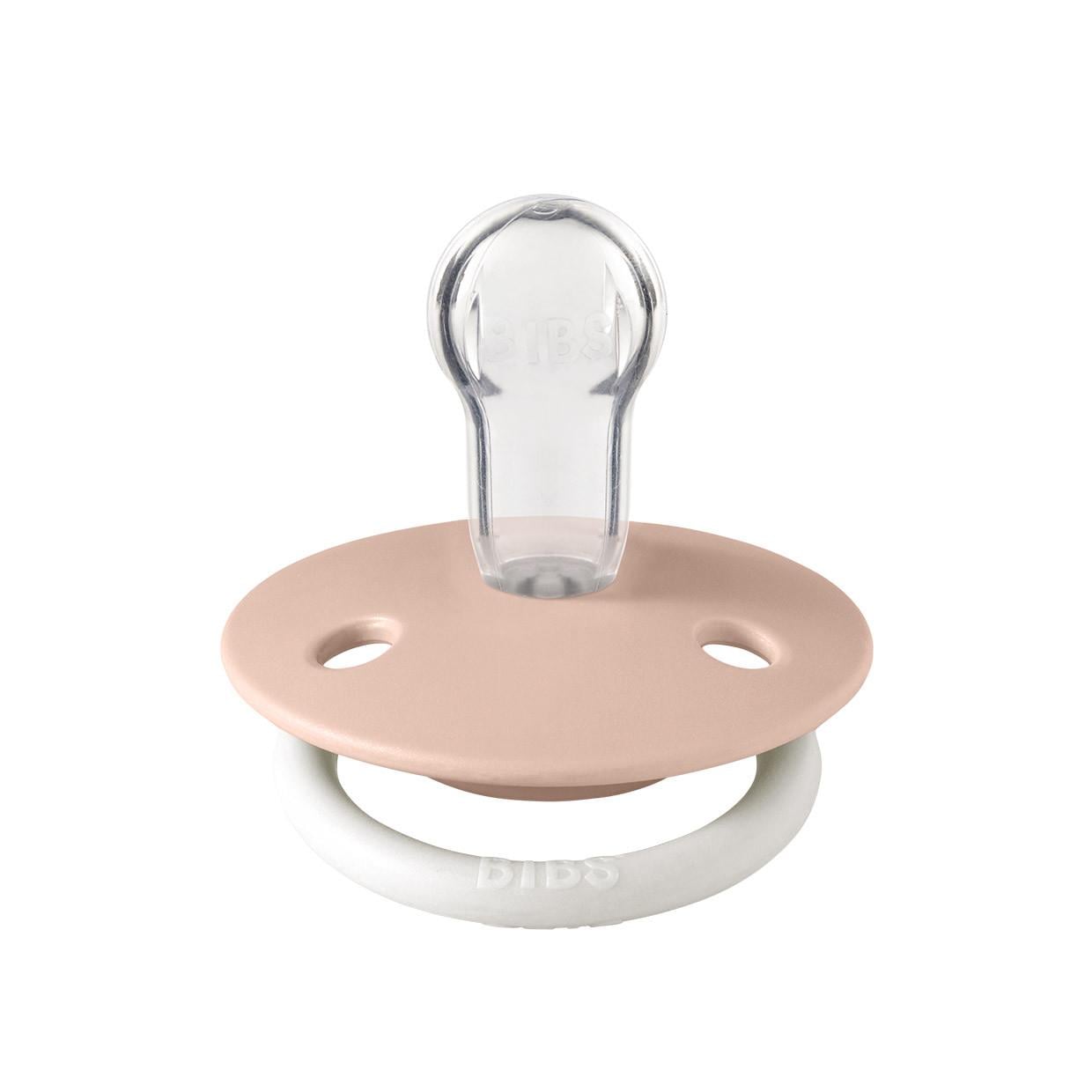Соска пустышка BIBS De Lux Silicone круглая 0-36 мес. ночное колечко светится в темноте Blush