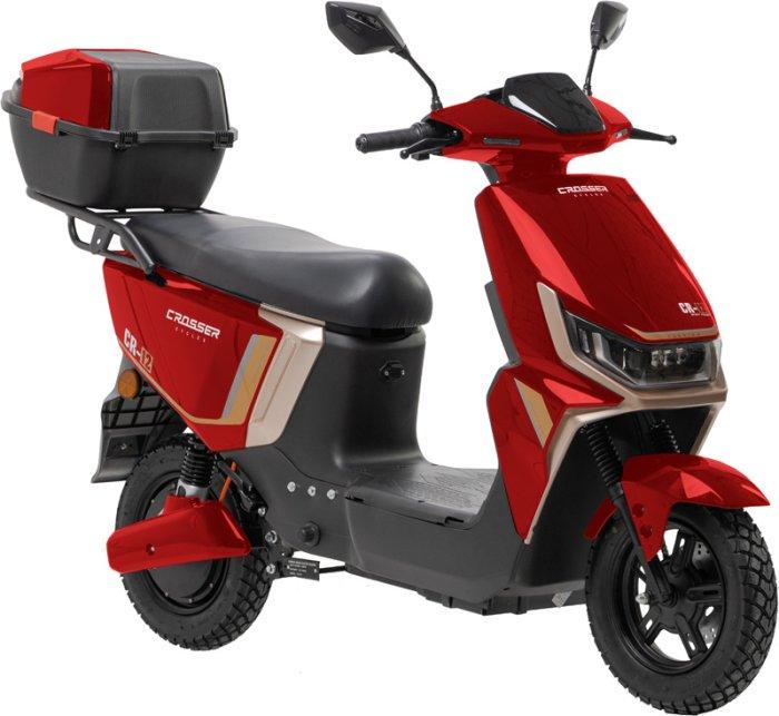 Электроскутер двухместный Crosser CR12 1000W 72V/20Ah с кофром-багажником Красный