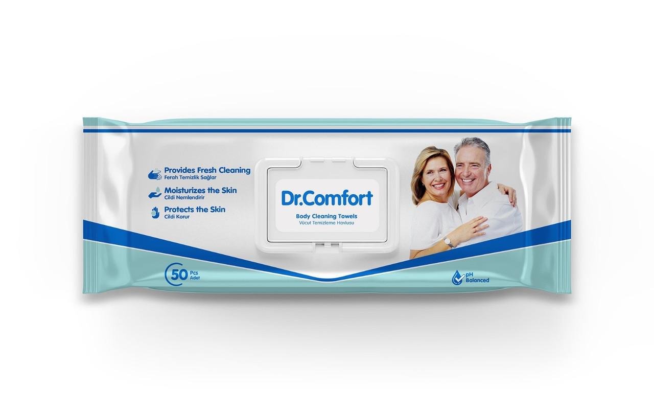 Влажные салфетки для ухода за телом Dr.Comfort 21х24 см с клапаном 50 шт.