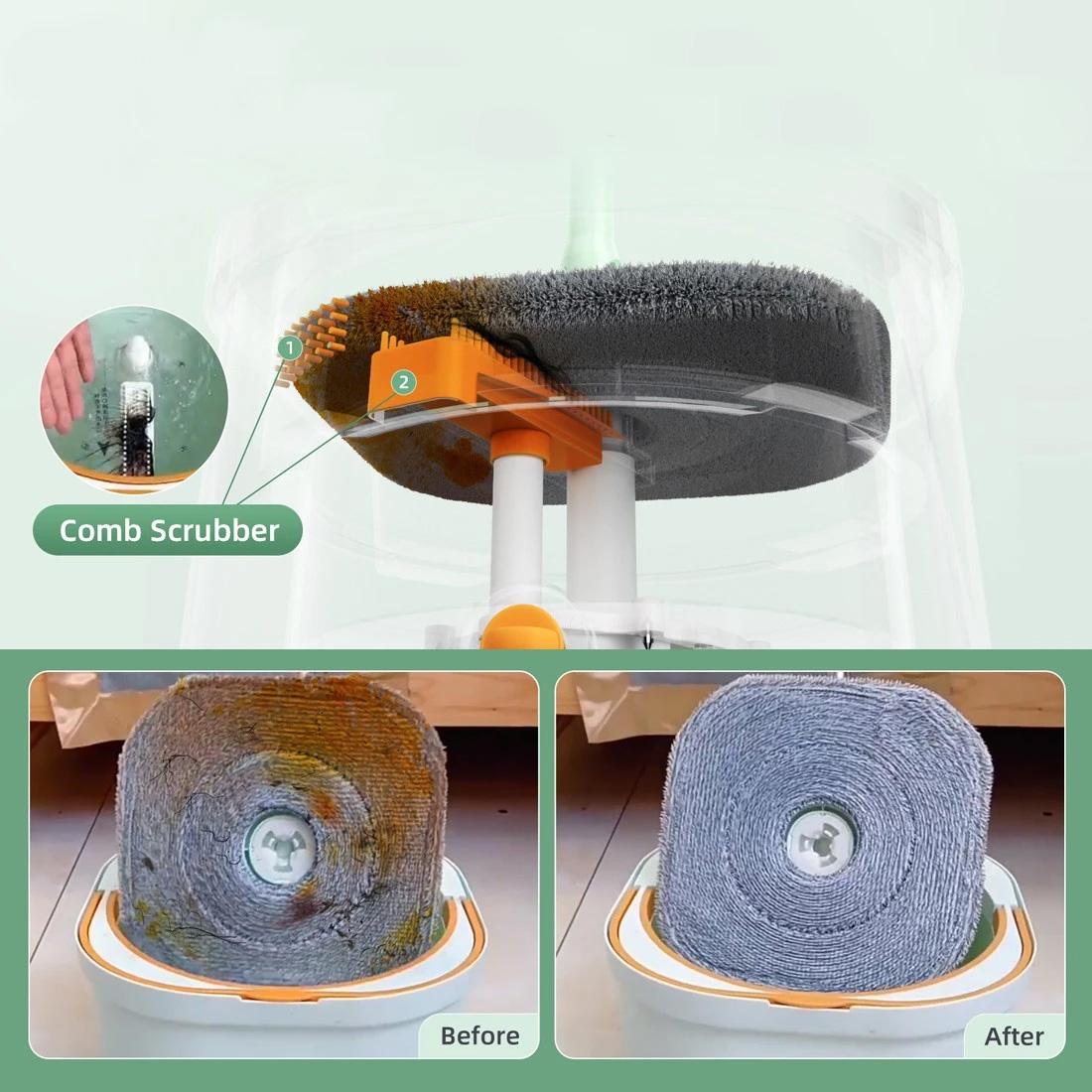 Набор швабры и ведра с отжимом Homettler CW002 Синий (23389226) - фото 4