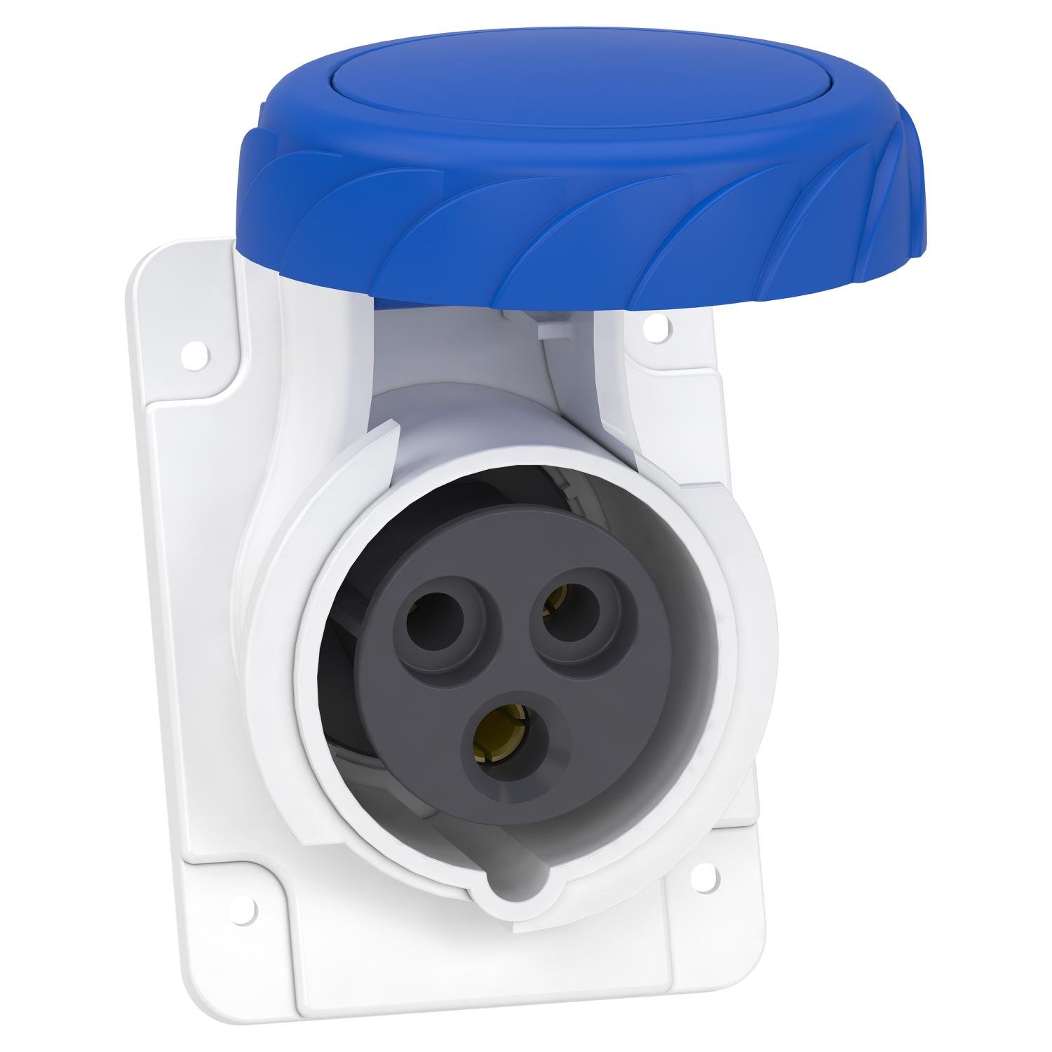 Силовая розетка Schneider Electric Mureva 2P+E 16А 250 В встраиваемая IP67 с наклоном Синий (PKY16F723)