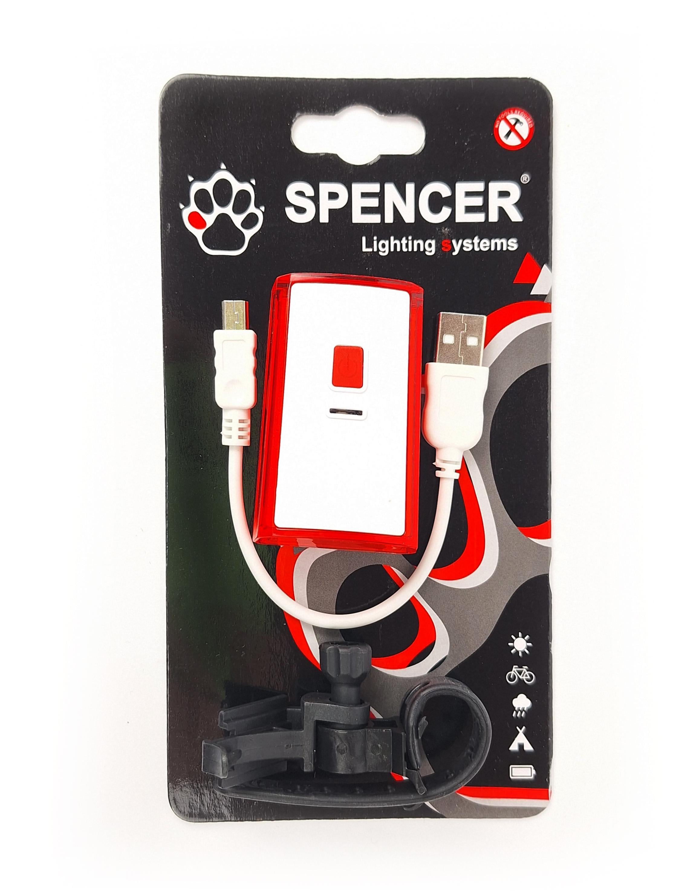 Фара велосипедна задня Spencer 142 USB 2 світлодіоди (G0000224)