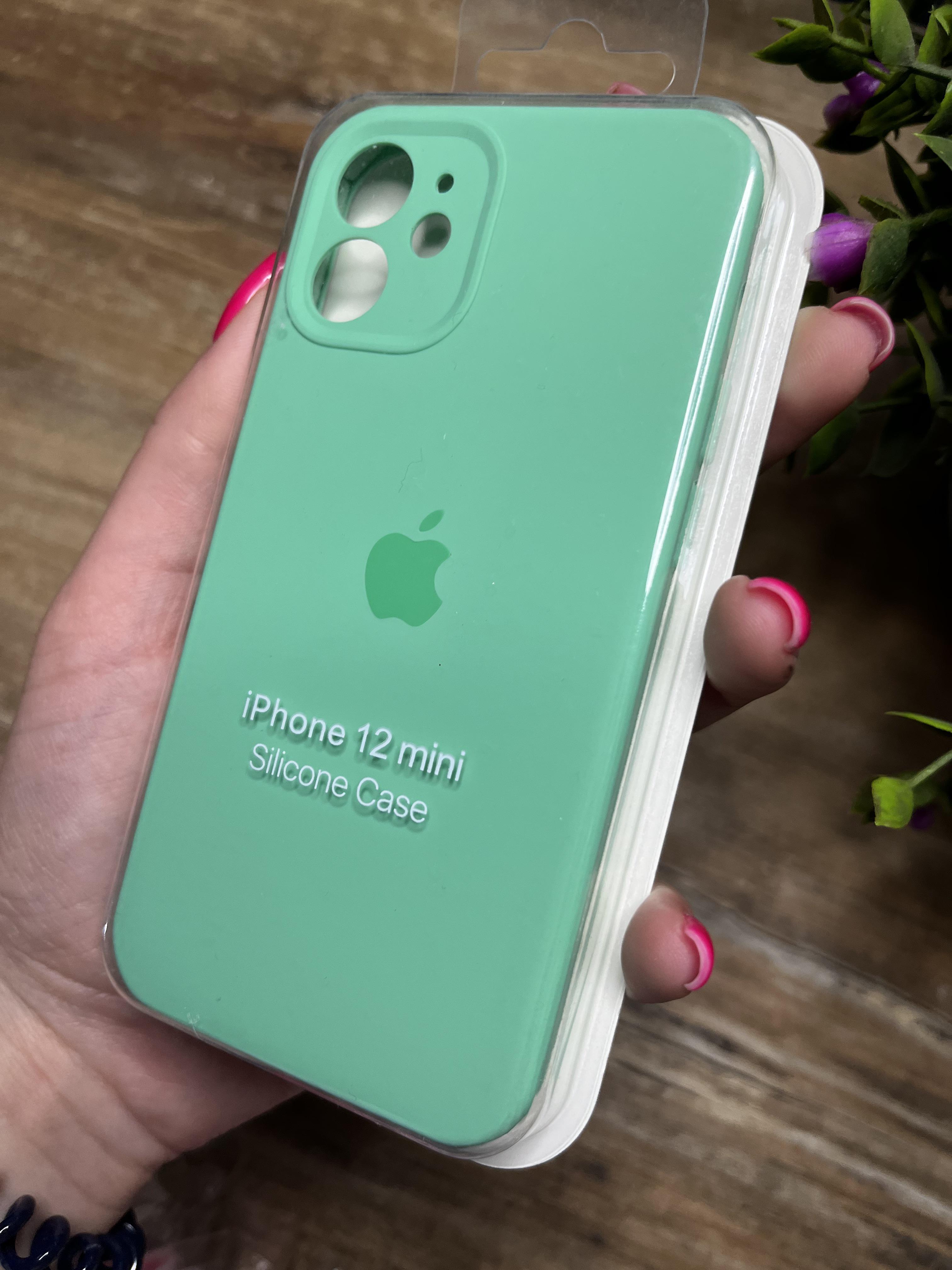 Чехол накладка на iPhone (Айфон) 12 Mini квадратные борта silicone case full camera Apple