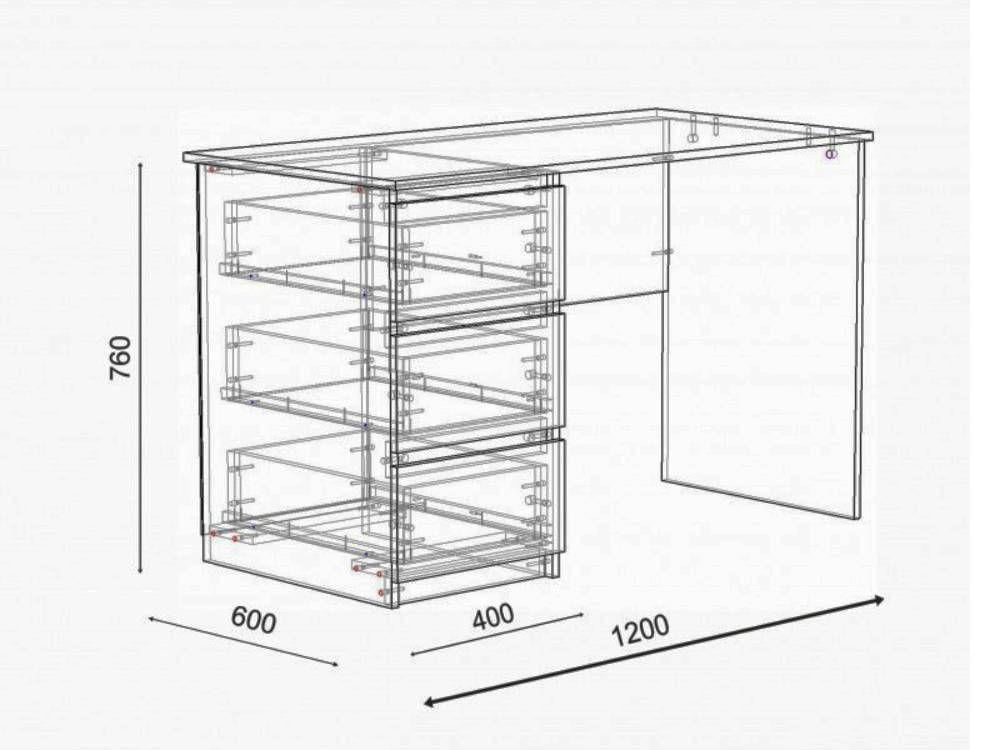 Стол письменный/компьютерный с 3 выдвижными ящиками ЛДСП 120x60x76 см Сонома - фото 2