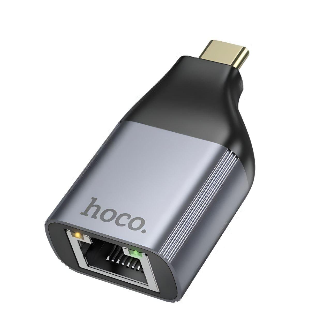 Переходник Hoco UA35 USB-C/RJ45 алюминий и ABS-пластик/поддержка скорости до 100 Мбит/с