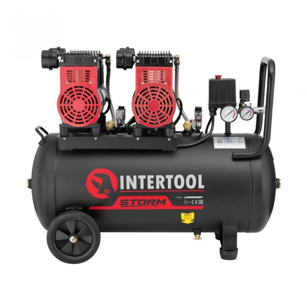 Компрессор Intertool PT-0027 безмасляный 50 л 2x1,1 кВт 220 В 8 атм 320 л/мин 1400 об/мин 4 цилиндра (901455)