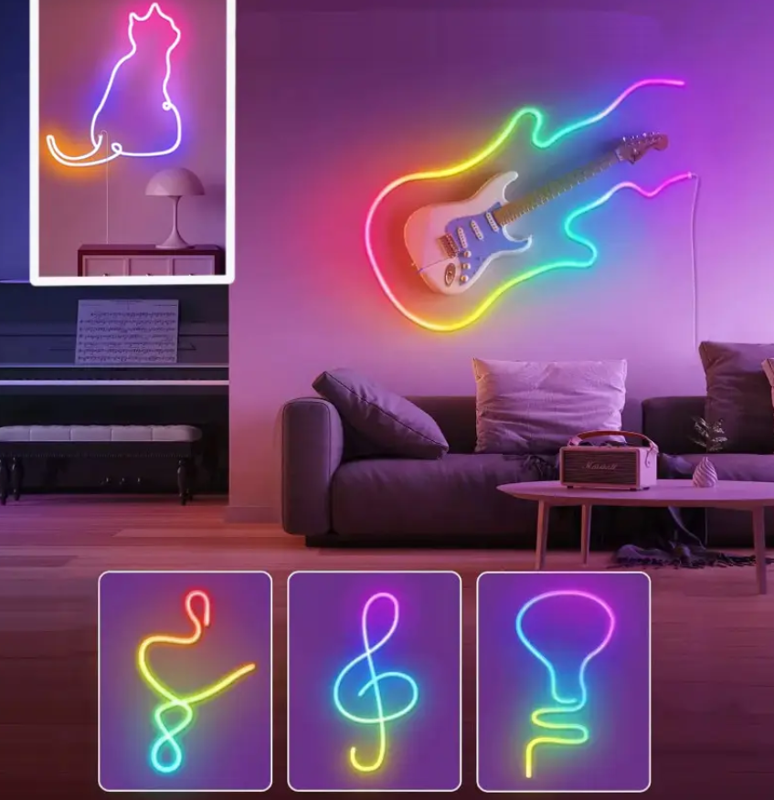 Світлодіодна стрічка Neon Rope LED RGB-IC з Bluetooth адаптером та синхронізацією музики 5 м (22981448) - фото 7 Світлодіодна стрічка Neon Rope LED RGB-IC з Bluetooth адаптером та синхронізацією музики 5 м (22981448) - фото 7