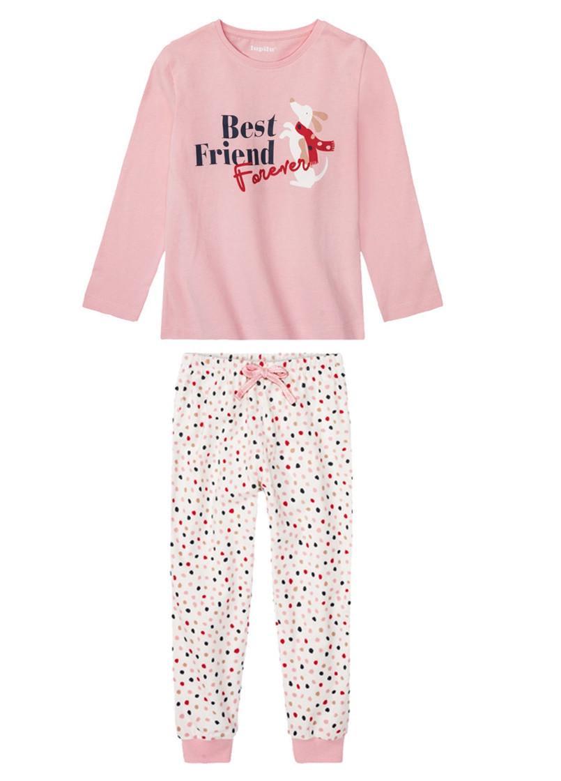 Піжама дитяча Lupilu 390192_2201-2 з фланелевими штанами Best Friends Forever 110-116 см Пудровий/Білий (2789609008)