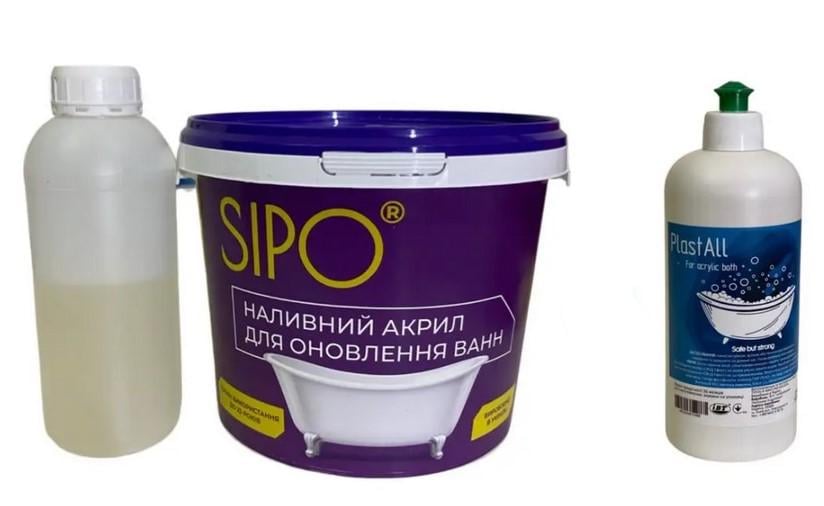 Акрил жидкий для ванн Sipo 1,5 м с моющим средством Plastall (30827952)