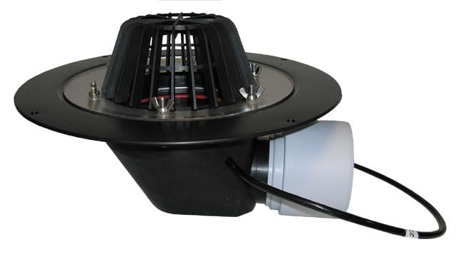 Воронка для кровли крыши горизонтальная DN75/110 мм с затскным кольцом подогрев 10-30 Вт/230 В (HL64.1)