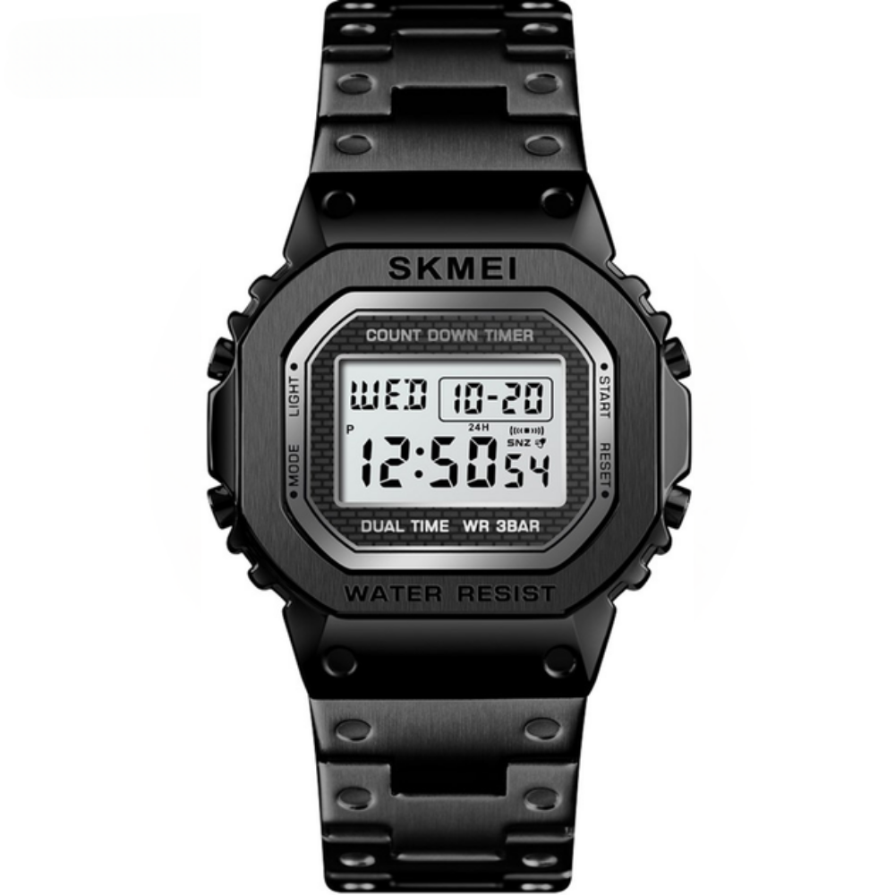 Наручний годинник чоловічий Skmei класичний електронний із нержавіючої сталі з підсвічуванням Чорний (1456) Наручний годинник чоловічий Skmei класичний електронний із нержавіючої сталі з підсвічуванням Чорний (1456)