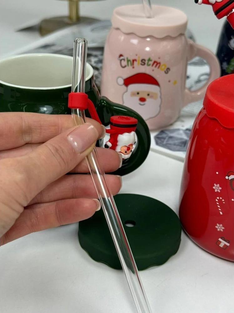 Чашка с крышкой и трубочкой Санта керамика 460 мл Красный (21-чер-102-1082) - фото 6 Чашка с крышкой и трубочкой Санта керамика 460 мл Красный (21-чер-102-1082) - фото 6