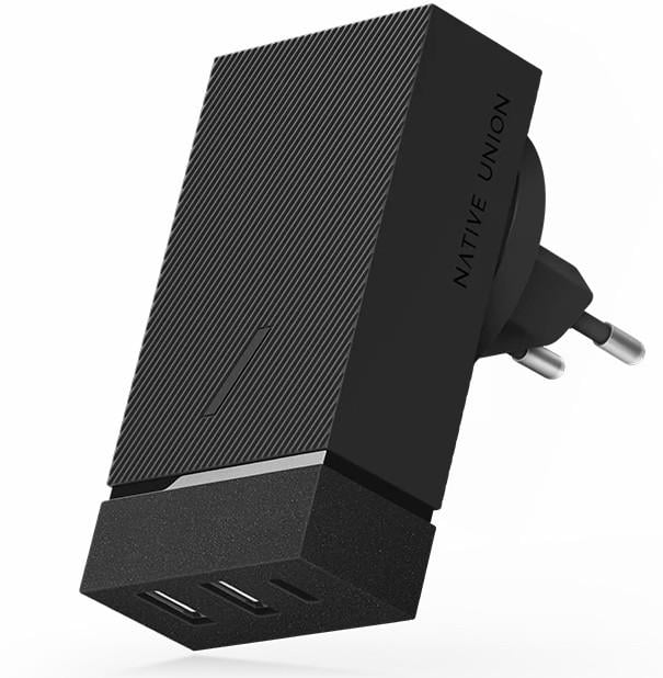 Зарядна станція 3-портова настінна Native Union Smart Hub PD 45W, Slate (SMH-PD-GRY-INT)