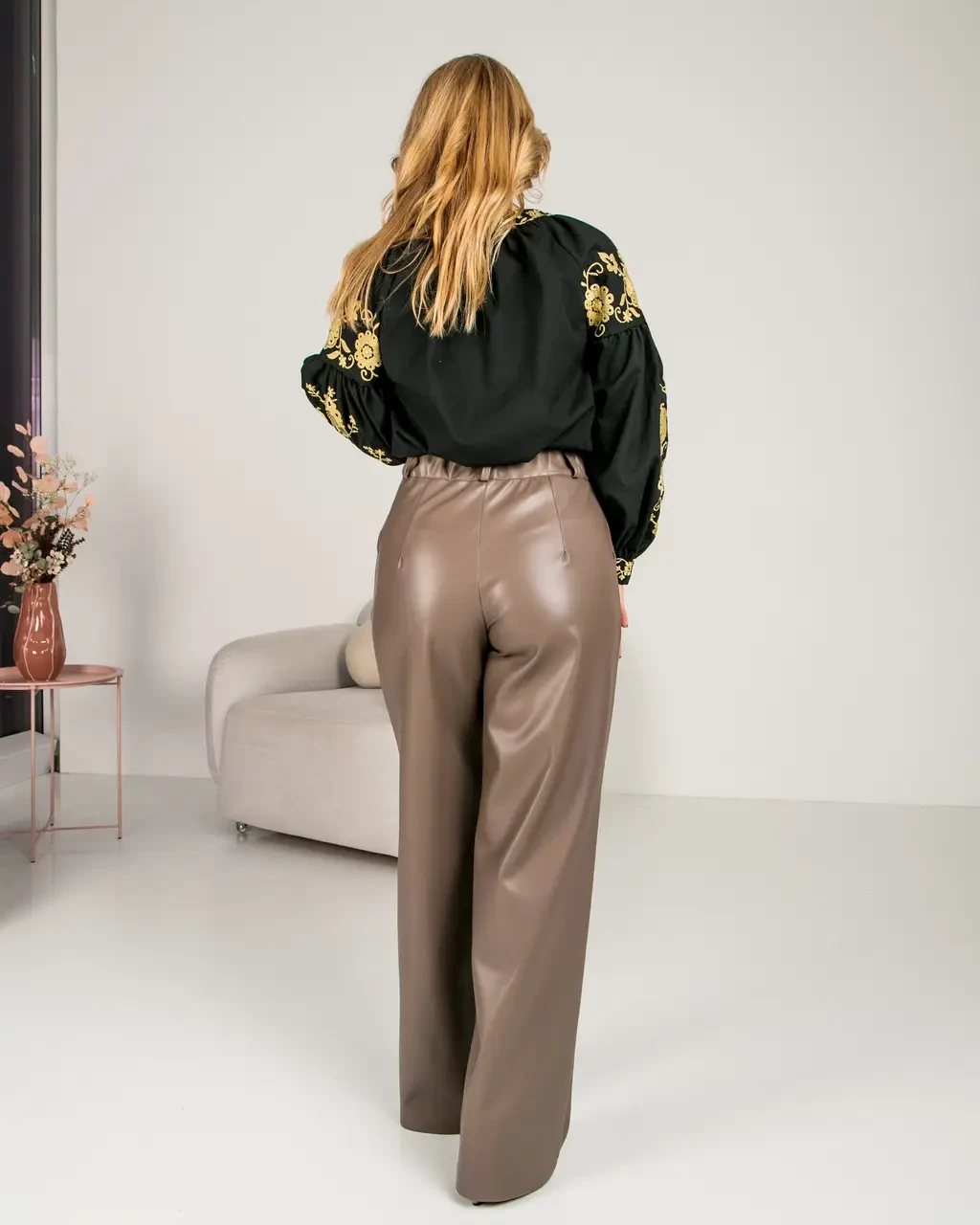 Брюки палаццо женские р. 52 Бежевый (338СИ) - фото 6