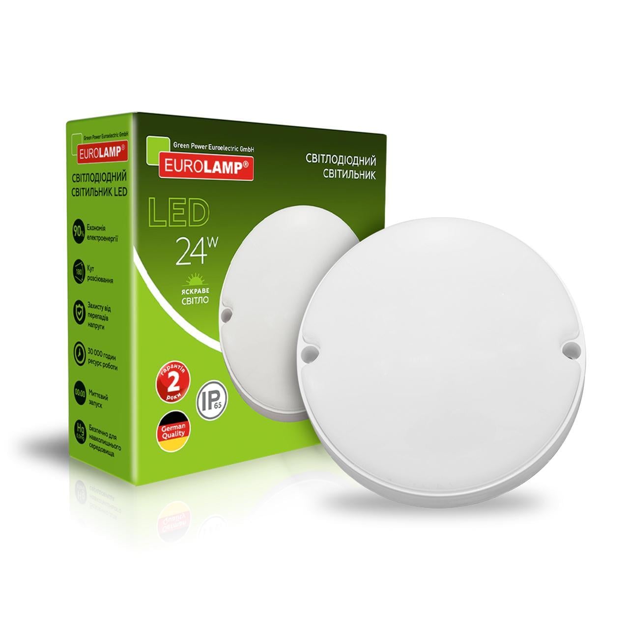 Светильник круглый Eurolamp LED накладной ЖКХ G6 24W 5000K (36551588)