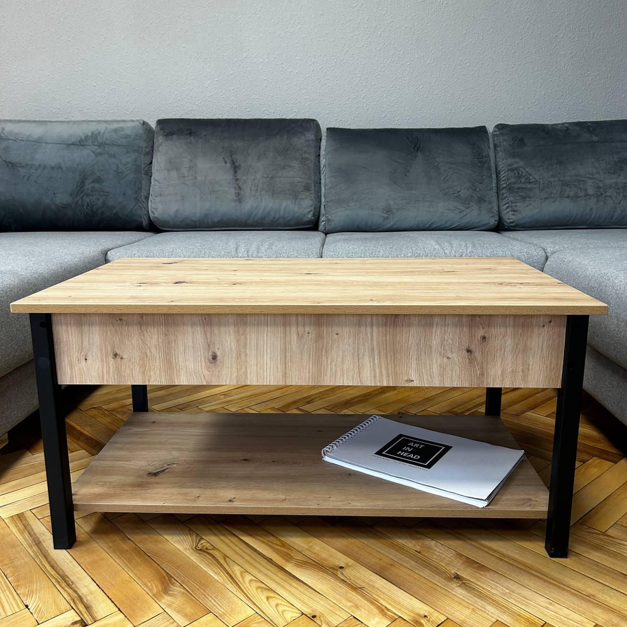 Журнальный стол-трансформер Desk 2,0 мм 940x540x450 мм Дуб Эвок/Черный (GATB14100000030) - фото 6