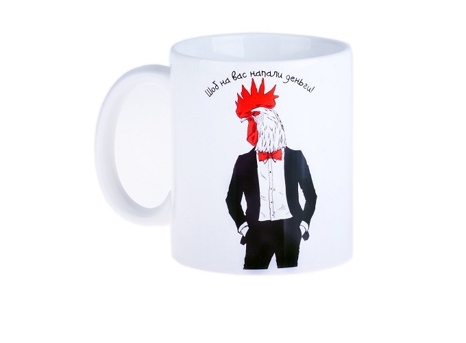 Чашка с петухом "Шоб на вас напали деньги"