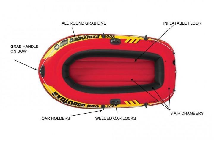 Надувний човен Intex Explorer 58331 весла/насос 185х94х41 см (51575) - фото 4