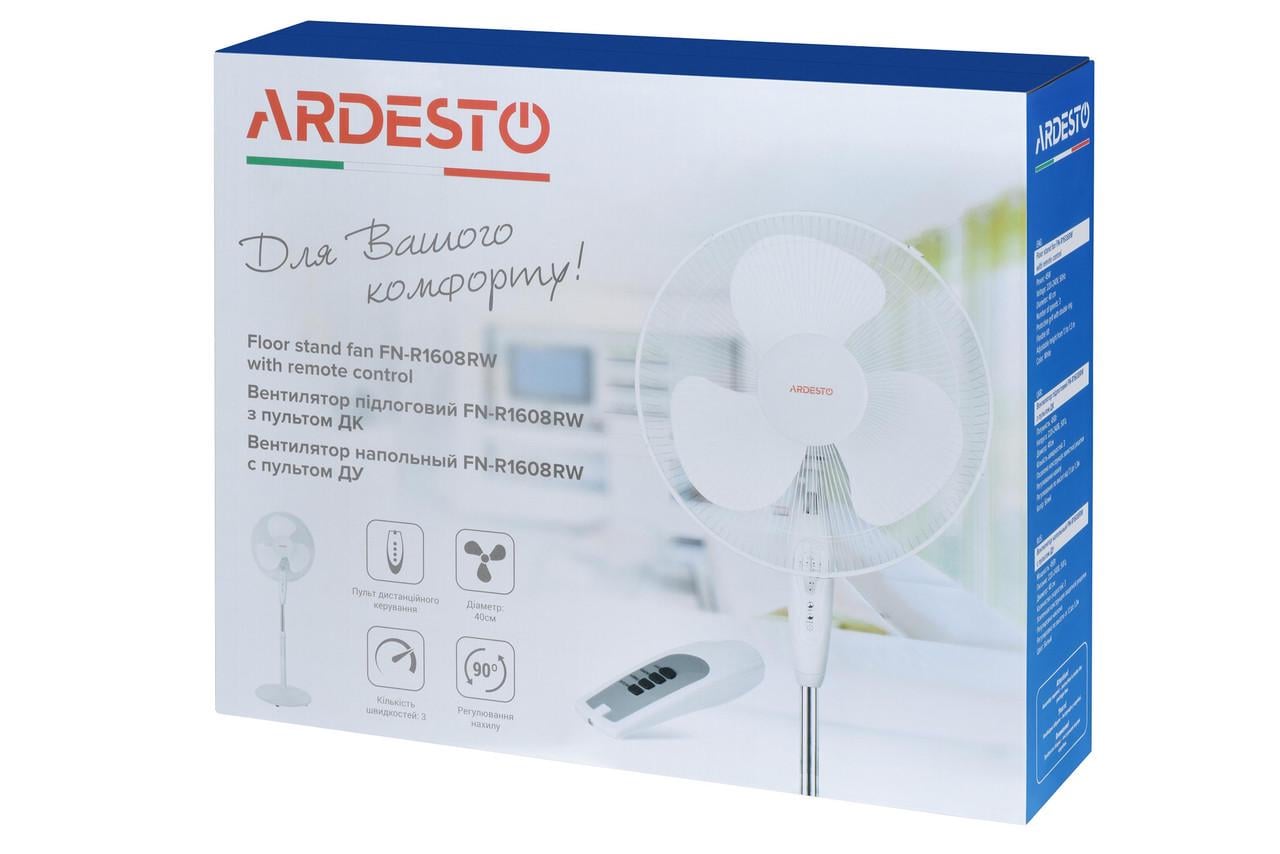 Вентилятор підлоговий ARDESTO 40 см 45 Вт пульт ДК Білий (FN-R1608RW) - фото 7