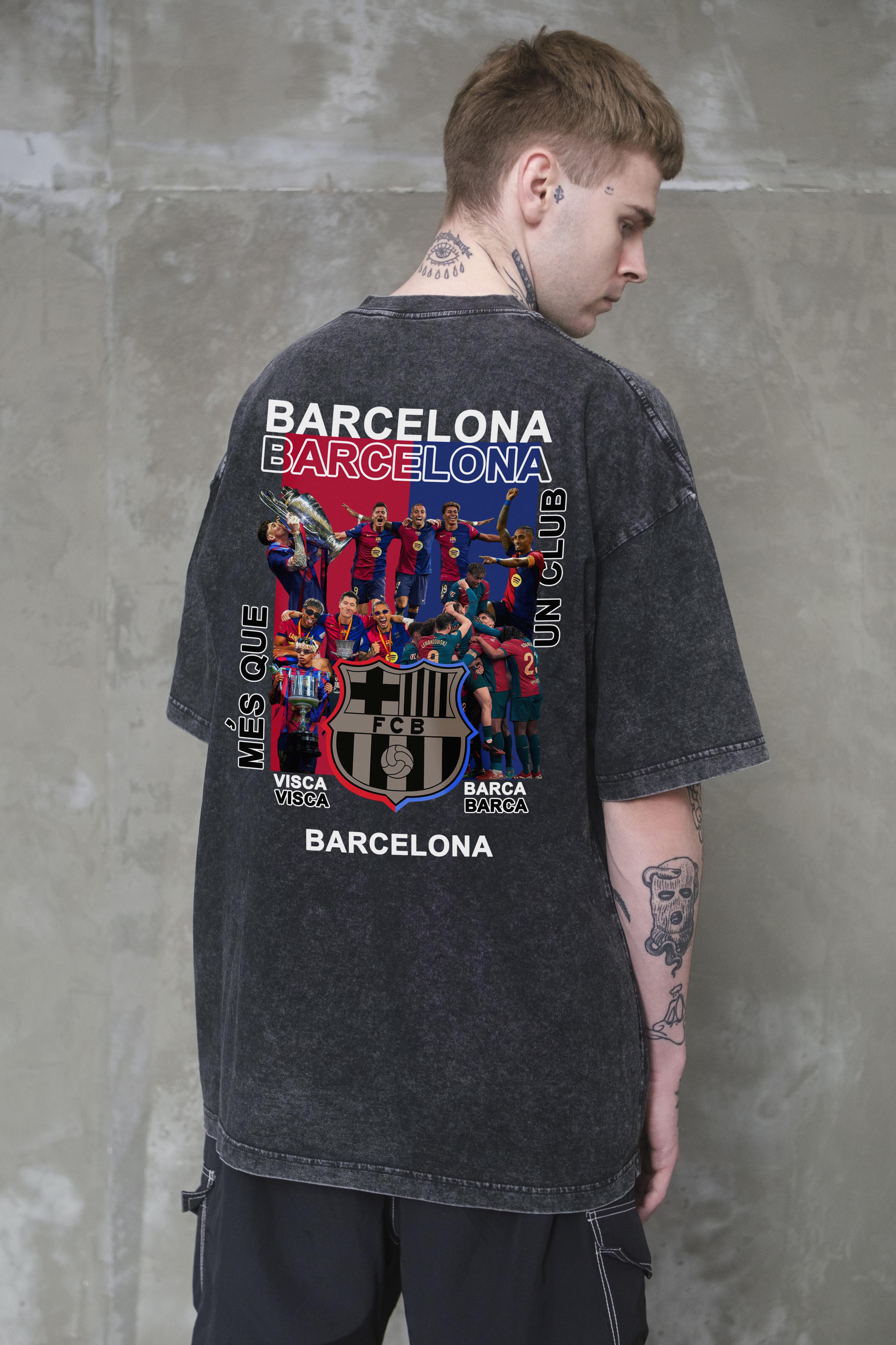 Футболка оверсайз Without Washed Barcelona S/M Black (S/M8056318 8056319)