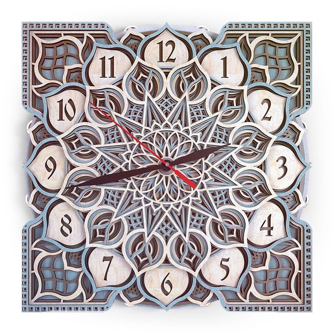 Настенные часы из дерева Мандала MCLO10004 hand made под окрашивание