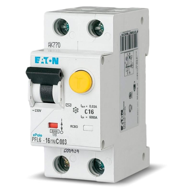 Дифференциальный выключатель Eaton PFL6 1P+N 16A 30mA C (286467)