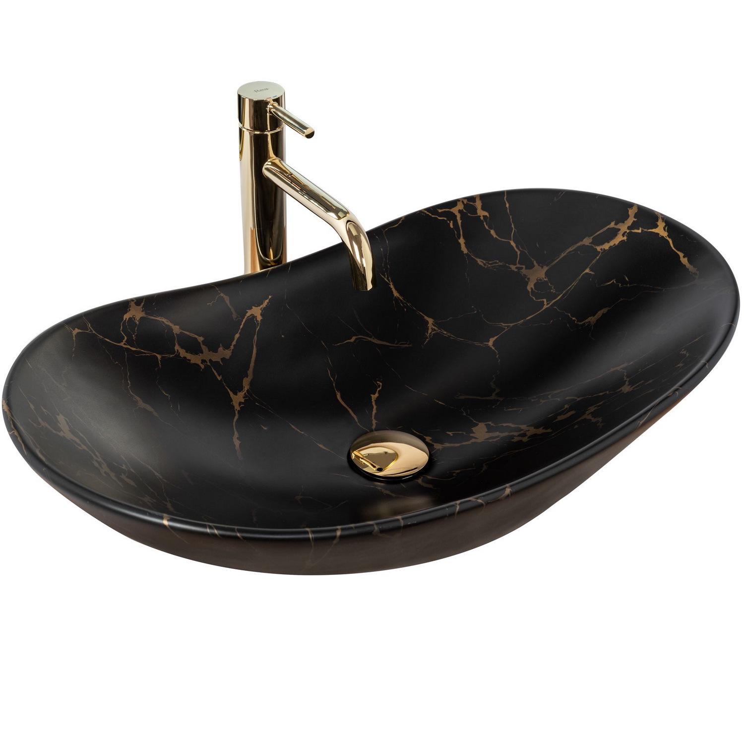 Умывальник накладной REA ROYAL MARBLE BLACK MATT REA-U7478 605x360x160 мм Черный (133783)