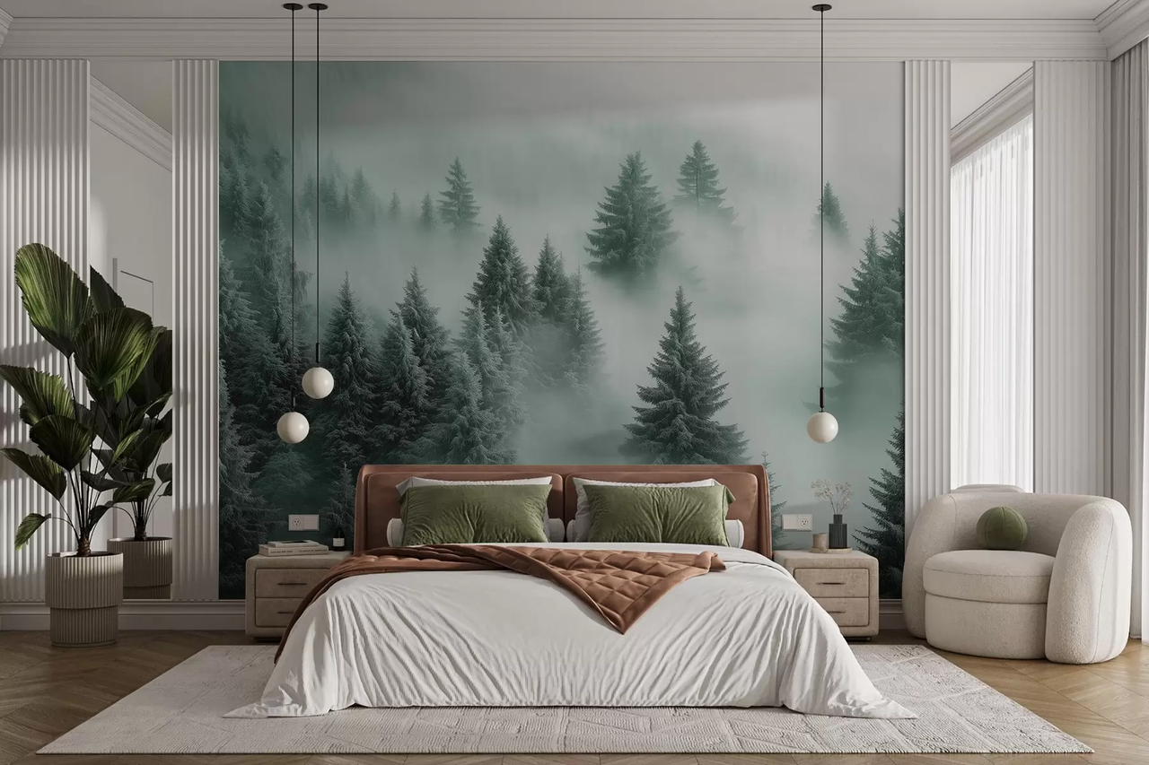 Фотообои флизелиновые Styleo Горный хвойный лес w02064v1 300х200 см Зеленый